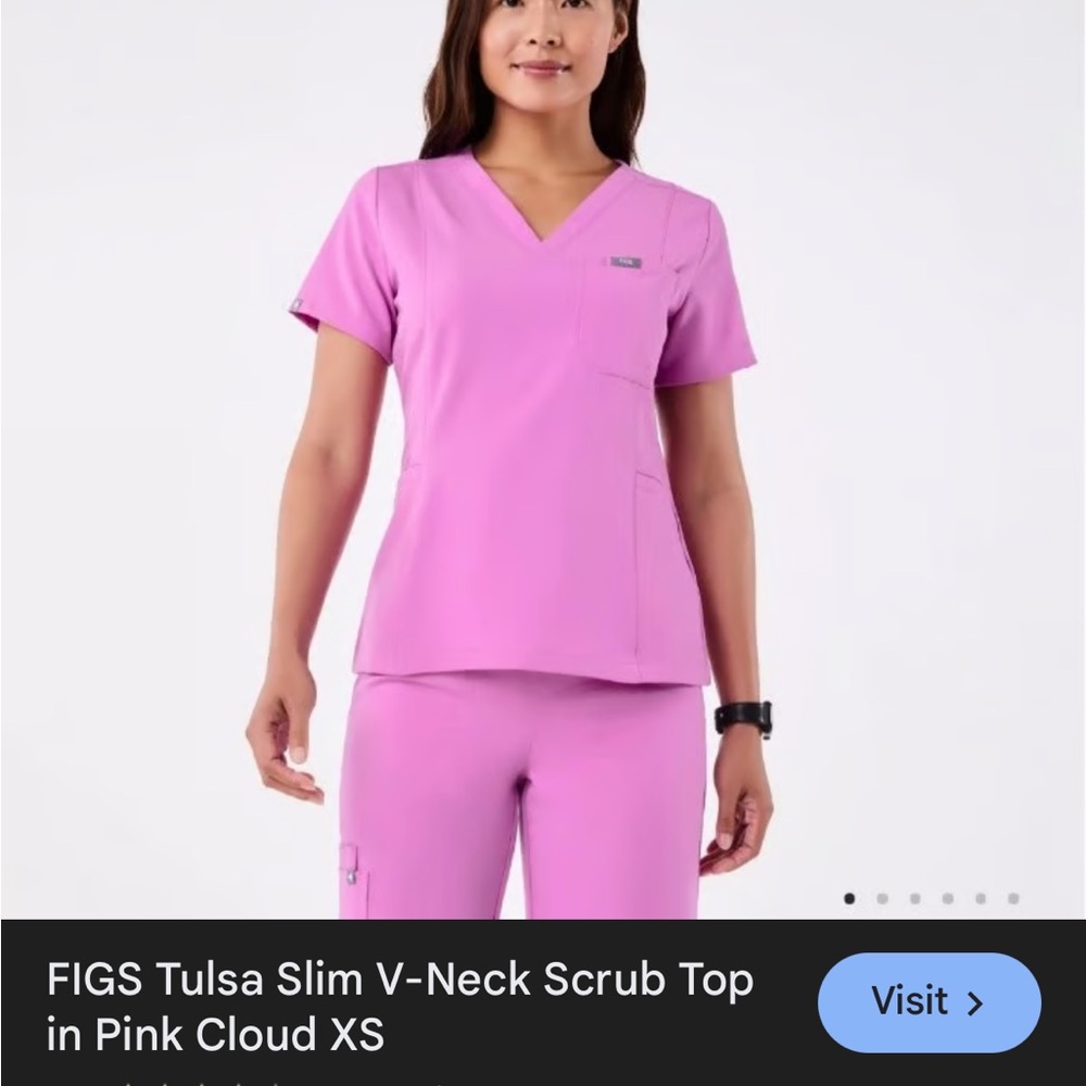 Figs Tulsa Women's V-Neck Scrub Top in Pink cloud
